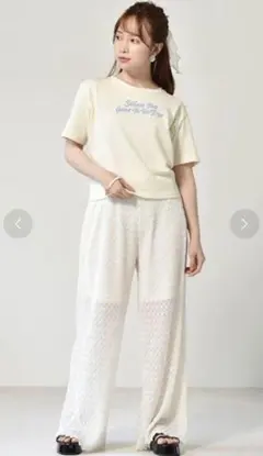 レース ワイドパンツ