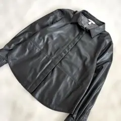 H&M エイチアンドエム　合成皮革　ブラック　黒　レザー　シャツ　ジャケット