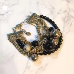 黒×ゴールド ブレスレット 2点セット