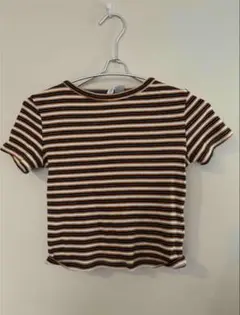 Ｈ＆Ｍ 半袖Tシャツ S 茶色と白のストライプ