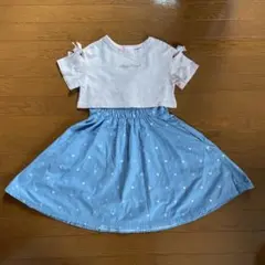 MeggyPiano/メゾピアノ　セットアップ ハート柄 ジャンスカ＆カットソー