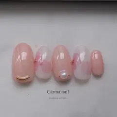 5254 ジェルネイルチップ フラワー 花びらネイル 花畑 スキンカラー