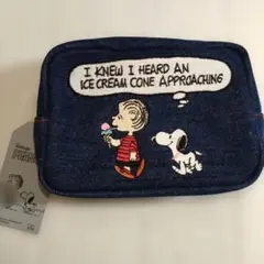 スヌーピーデニム刺繍ポーチ