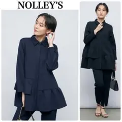 美品✨️NOLLEY'S ノーリーズ エアボールアシメペプラムオーバーシャツ
