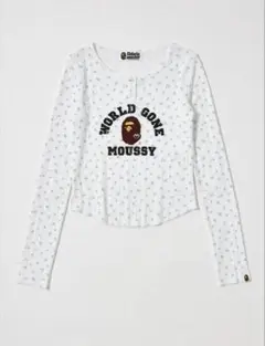 MOUSSY BAPE HENRY NECK L/S TEE 白