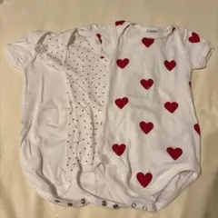 美品　プチバトー　ハート柄　ベビーボディ肌着　３枚セット　12m