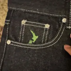 Always デニムパンツ 緑色刺繍ポケット