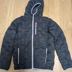 フード付き黒ダウンジャケット M 中綿入りジャンパー