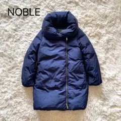 美品✨【ノーブル】ダウンコート ビッグカラー ミドル 36S紺ネイビー