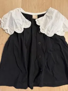 petit main 半袖トップス 黒/白