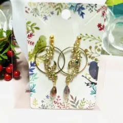 ☆雫スワロフスキーと煌めきチャームピアス