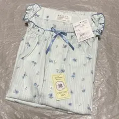 新品☆ナルエー 半袖パジャマ サッカー生地 M〜L☆プティローズ ブルーのサムネイル
