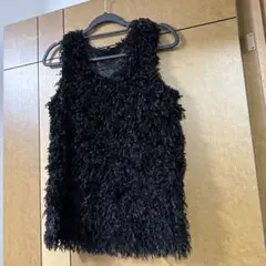 【しまむら未使用】ファー風ノースリーブトップス 黒