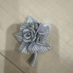 シルバー バラ コサージュ
