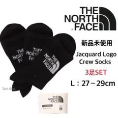 【ノースフェイス】新品 ジャカードロゴ ソックス 黒 3足セット 27~29cm