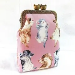 ハンドメイド　がま口ポーチ　タバコケースなど　ねこ