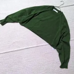 【ZARA】クロップド丈 ニット セーター グリーン Lサイズ
