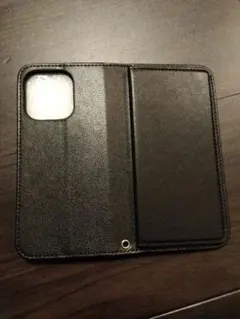 iPhone 14 Pro ケース 背面 手帳型 カードケース BLACK i