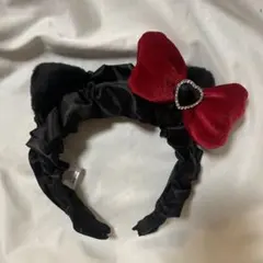 キティ　耳付きカチューシャ 黒赤