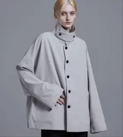 【Loose】オーバードルマンショートステンカラーブルゾン グレー Mサイズ