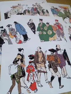 【希少】　松野奏風 『能姿十二佳月 』木版画 色紙 全12枚揃 セット 希少】 松野奏風 『能姿十二佳月 』木版画 色紙 全12枚揃 セット