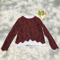 CARVEN カルヴェン (M) 長袖 レース切替トップス スカラップ袖のサムネイル