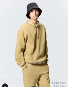 GU ヘビーウェイトスウェットスタンドカラープルオーバー L イエロー