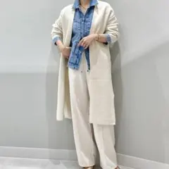 GU ニットロングガウン　コート　カーディガン　オフホワイト