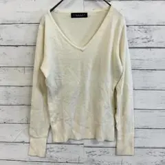 ギャルフィット ニット セーター 長袖 Vネック 袖リブ 無地 カジュアル M