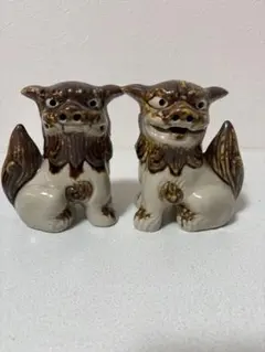 沖縄陶器　胡差焼　シーサー　対　2体　焼物　厄除　守神　陶器 沖縄陶器 胡差焼 シーサー 対 2体 焼物 厄除 守神 陶器 沖縄陶器 胡