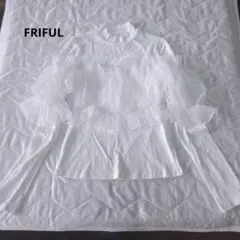 FRIFUL フリフル　フリル 長袖カットソー ハイネック リブ　レース　L