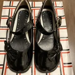フォーマルシューズ 靴 18.5cm 黒 女の子 卒園式 入園式 発表会