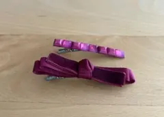 ☆ワインレッド ベルベットリボン ヘアクリップ 2個セット☆【即日発送】