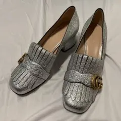 【新品未使用】GUCCI GGマーモットシルバーパンプス5cmヒール36.5