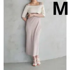 MERCURYDUO 美ライン 半袖ニットワンピ M春夏 ピンク 上品 量産