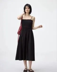 GU 布帛コンビネーションワンピース ブラック