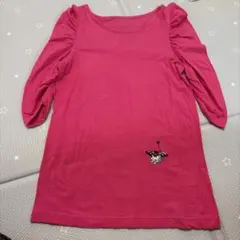 ピンク ７分袖 Tシャツ 飛ぶ豚刺繍　オレボレブラ