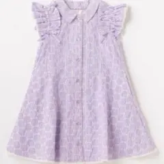 メゾピアノ フリル袖ストライプ　シャツワンピース　130