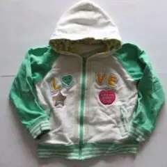 130　パーカー　白・緑　女の子