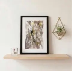 北欧モダン　抽象画　現代アート　インテリアアート　アクリル絵画　A4 フレーム無