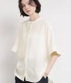 THESHOPTK ドルマン5分袖ブラウス 半袖シャツ　アイボリーのサムネイル