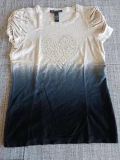 フリル袖ハートストーン半袖ニット風トップス　レディース　未使用