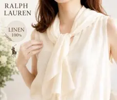 RALPH LAUREN シルクノースリーブブラウス&キャミソール リボンタイ 