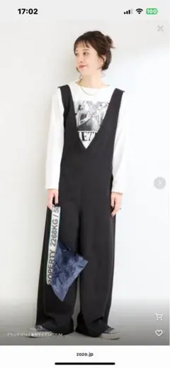 B.C STOCK デニム Vネック サロペット ワイドレッグ ベーセーストック デニム Vネック ワイドレッグ サロペット B.C