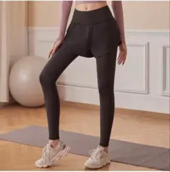 ヨガウェア L ショートパンツ付きレギンス ヨガパンツ レディース