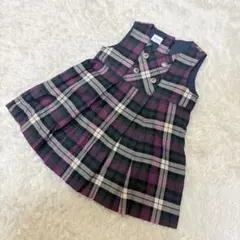 【familiar】ベビー　80 チェック柄 ワンピース　刺繍ボタン