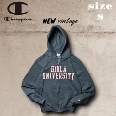 美品 チャンピオン カレッジロゴパーカー フルジップ 裏起毛 US古着 グレー