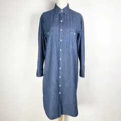 美品 アズールバイマウジー デニムシャツワンピース M インディゴ コットン長袖