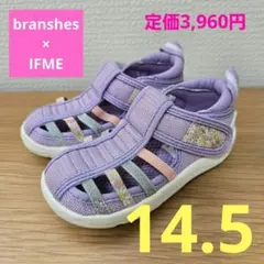 branshes x IFME サンダル 14.5cm イフミー パープル 花柄
