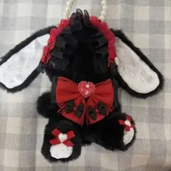 ぬい服　着ぐるみ 16cm にじぬい 黒 赤 うさぎのサムネイル